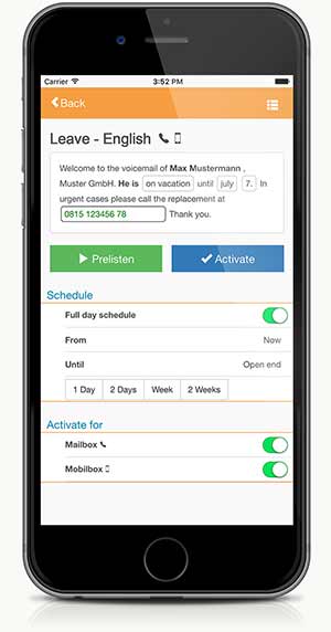 Enterprise Voicemail - Telephone messages with calendar function